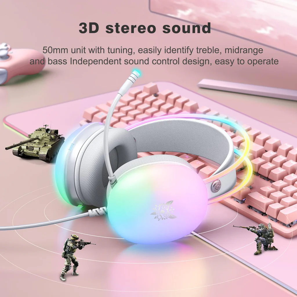 ONIKUMA X25 RGB Gaming Headset – 360° Mikrofon, 3D Stereo Ses, Dinamik RGB Işıklar ile E-Spor Keyfi